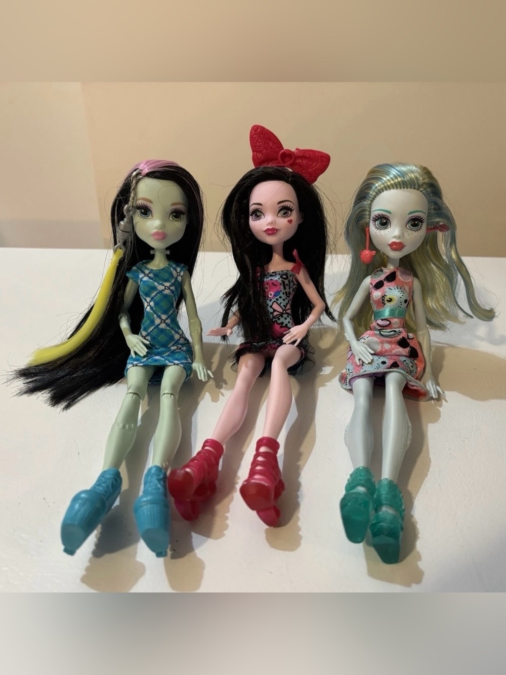 Lot Of 3 Monster High Emoji Dolls, Lagoona Blue, Draculaura & Frankie Stein 2016